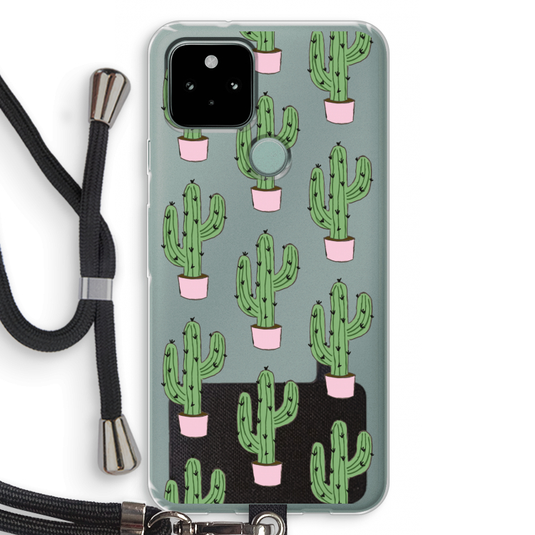 Cactus Lover: Pixel 5 Transparant Hoesje met koord