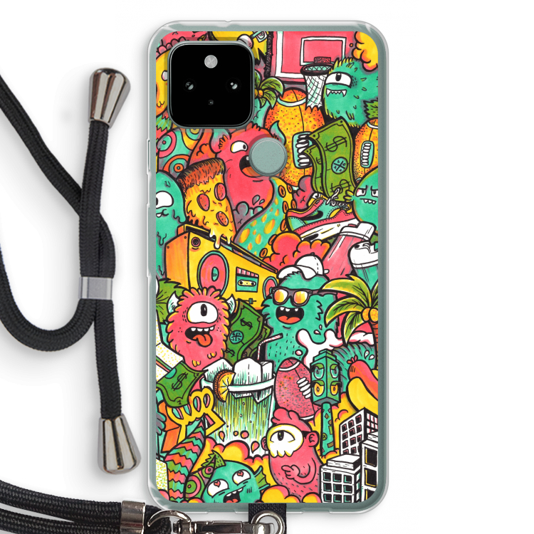 Vexx City: Pixel 5 Transparant Hoesje met koord