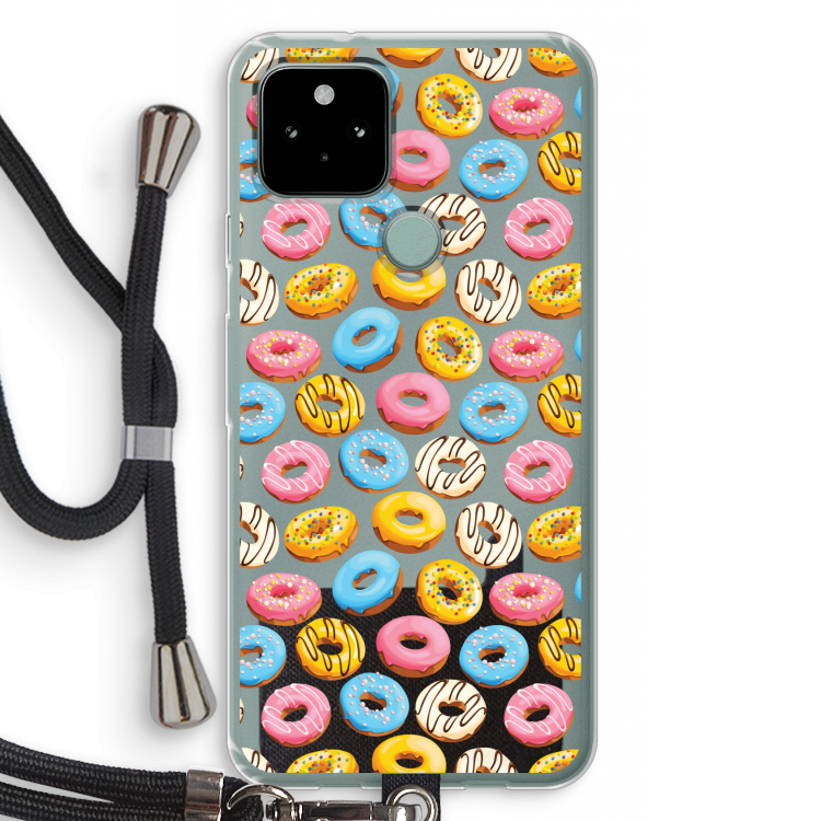 Pink donuts: Pixel 5 Transparant Hoesje met koord