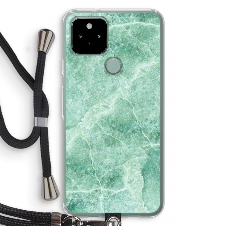 Groen marmer: Pixel 5 Transparant Hoesje met koord