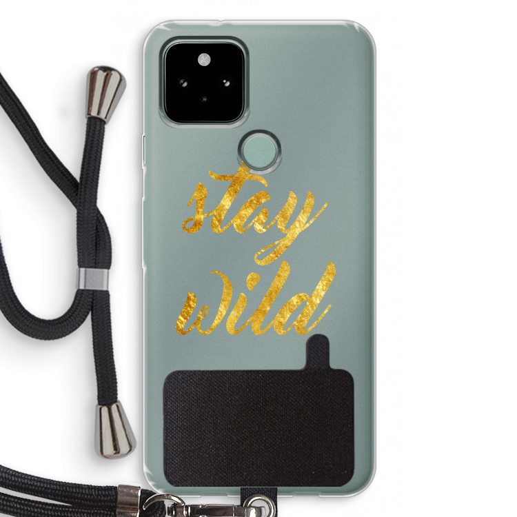 Stay wild: Pixel 5 Transparant Hoesje met koord