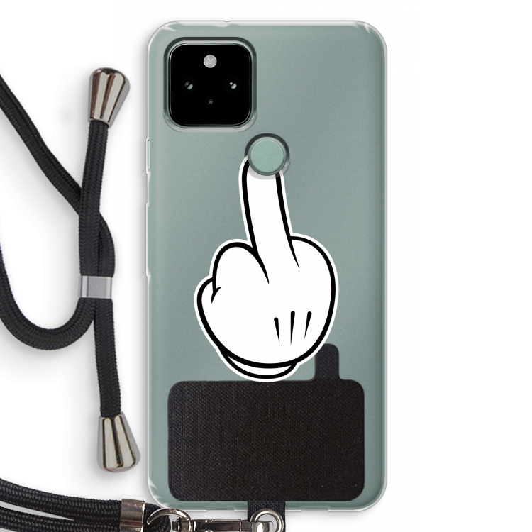 Middle finger black: Pixel 5 Transparant Hoesje met koord