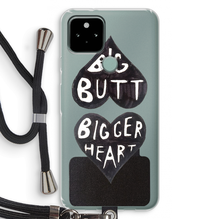 Big butt bigger heart: Pixel 5 Transparant Hoesje met koord