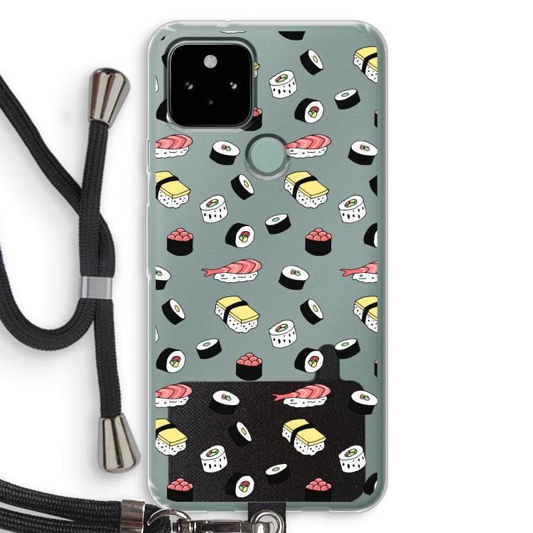 Sushi time: Pixel 5 Transparant Hoesje met koord