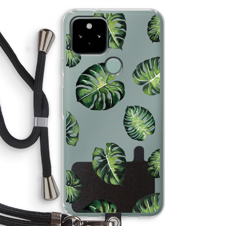 Tropische bladeren: Pixel 5 Transparant Hoesje met koord