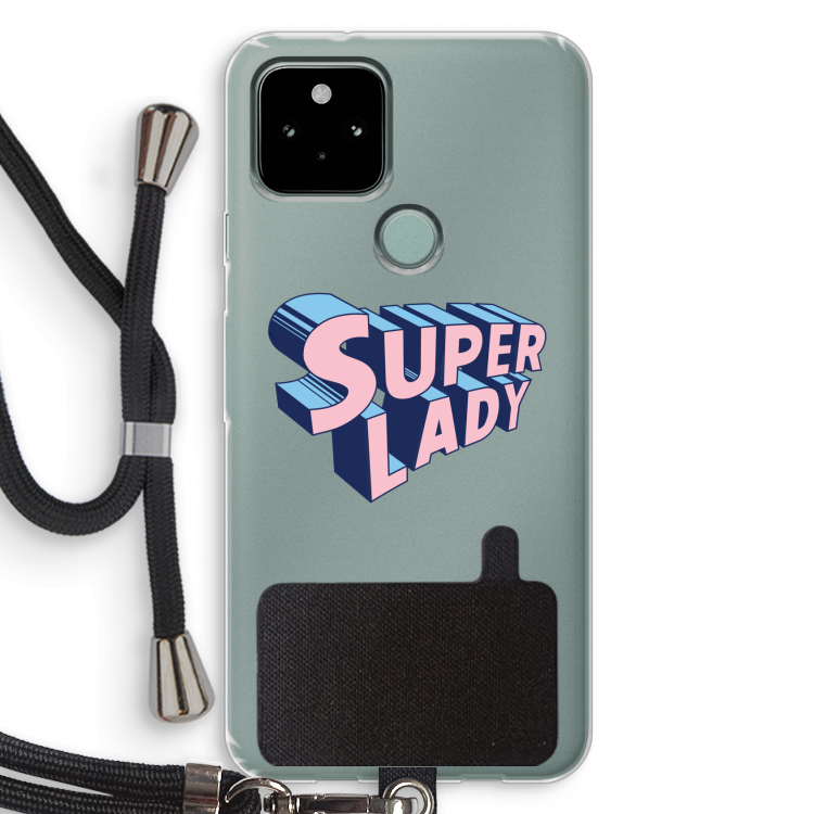 Superlady: Pixel 5 Transparant Hoesje met koord