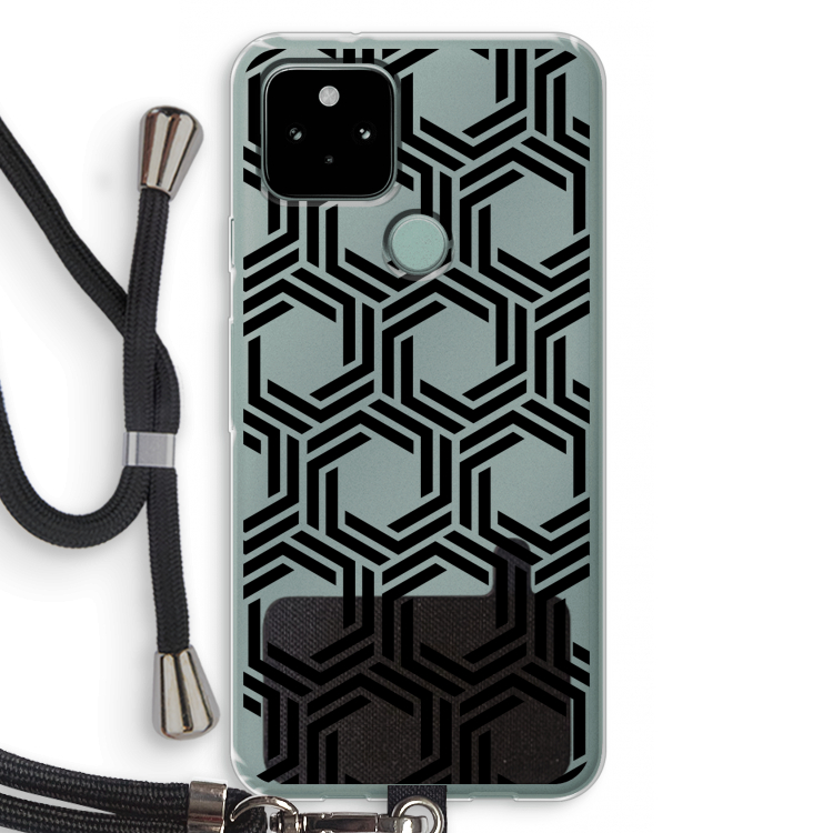 Geometrisch patroon: Pixel 5 Transparant Hoesje met koord