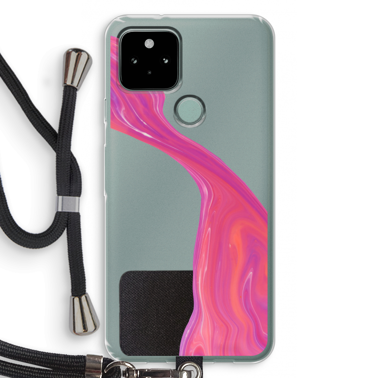 Paarse stroom: Pixel 5 Transparant Hoesje met koord