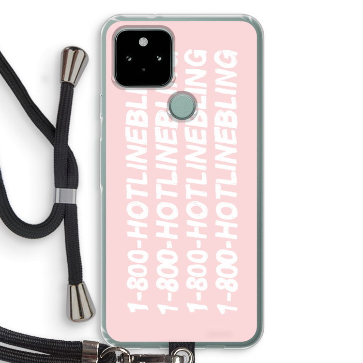 Hotline bling pink: Pixel 5 Transparant Hoesje met koord