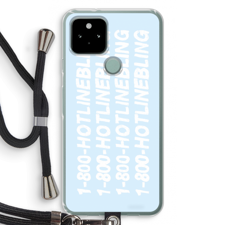 Hotline bling blue: Pixel 5 Transparant Hoesje met koord