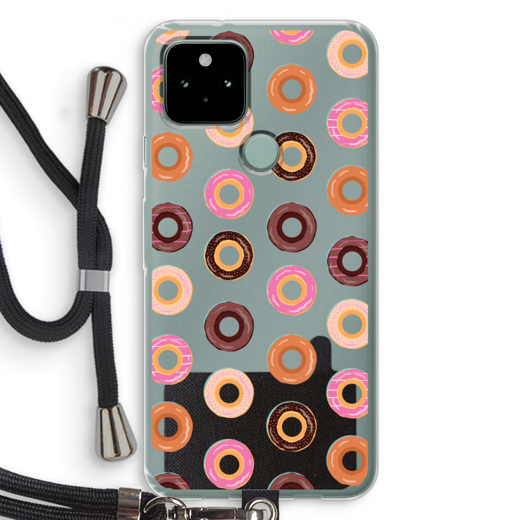 Donuts: Pixel 5 Transparant Hoesje met koord