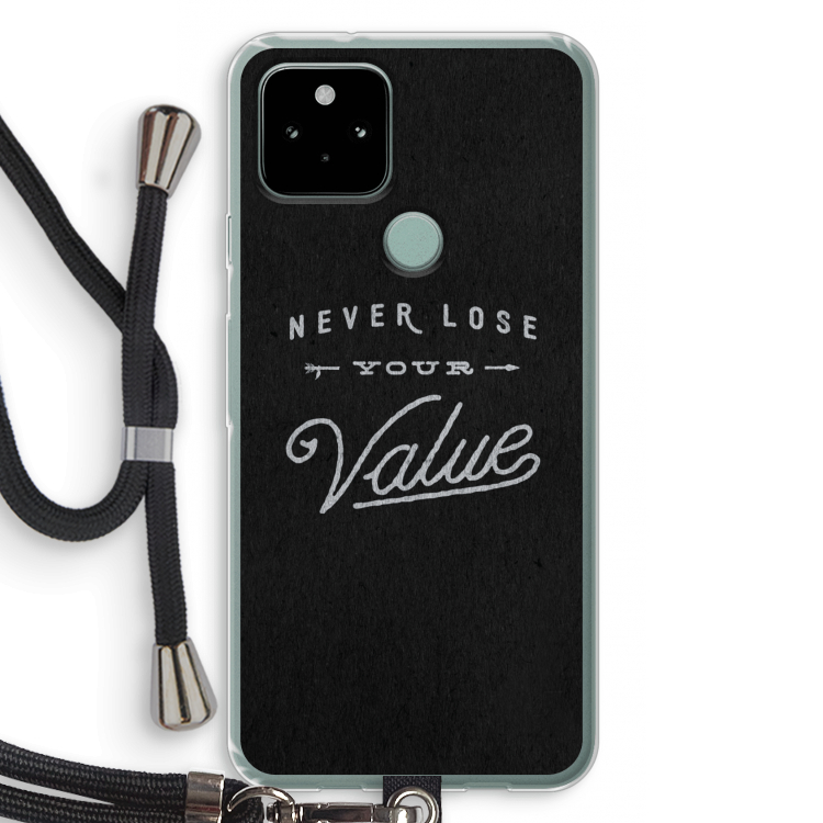 Never lose your value: Pixel 5 Transparant Hoesje met koord