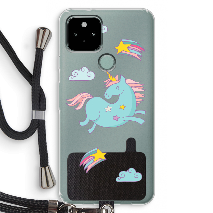 Vliegende eenhoorn: Pixel 5 Transparant Hoesje met koord
