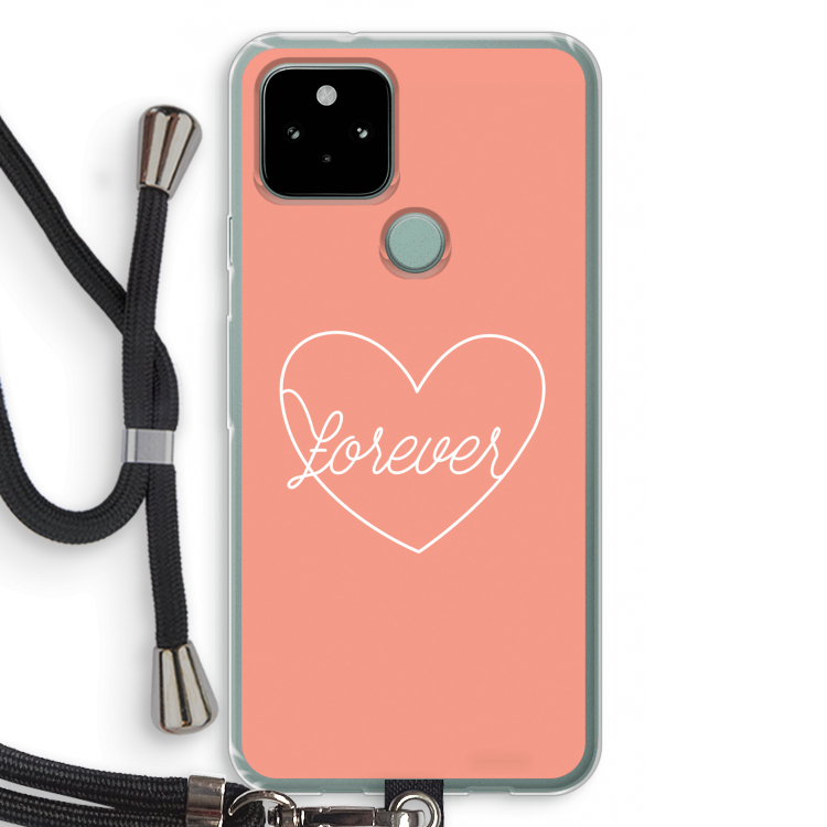 Forever heart: Pixel 5 Transparant Hoesje met koord