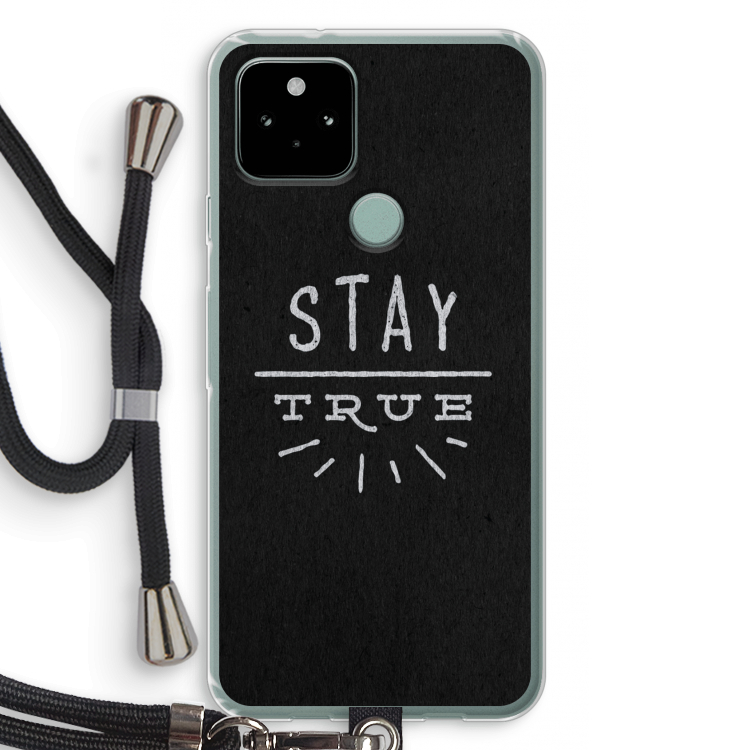 Stay true: Pixel 5 Transparant Hoesje met koord