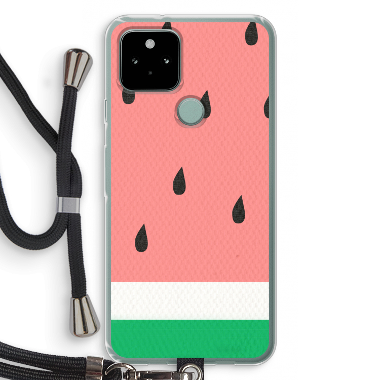 Watermeloen: Pixel 5 Transparant Hoesje met koord