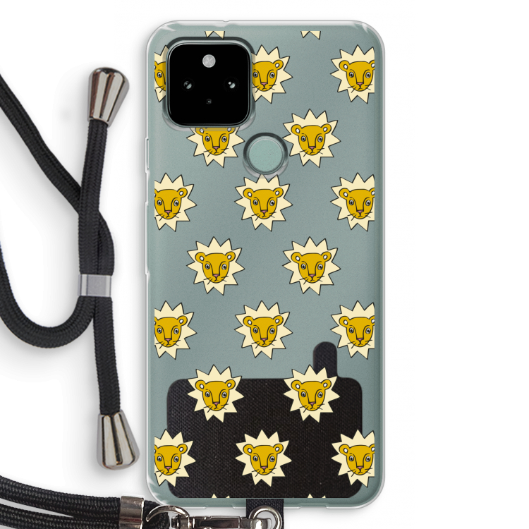 Leeuwenkoppen: Pixel 5 Transparant Hoesje met koord