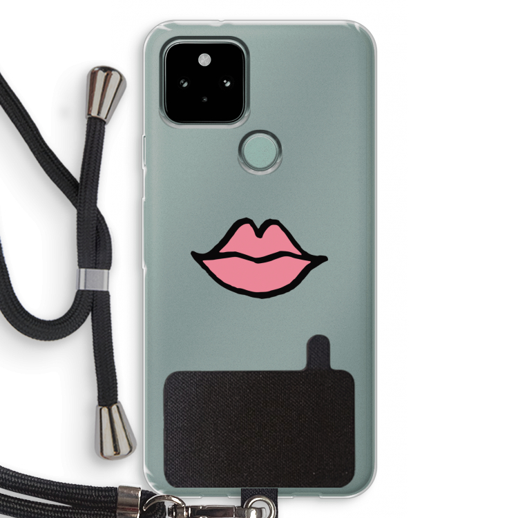 Kusje: Pixel 5 Transparant Hoesje met koord