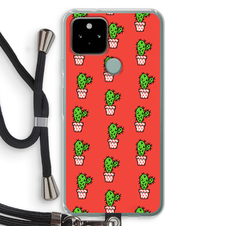 Mini cactus: Pixel 5 Transparant Hoesje met koord