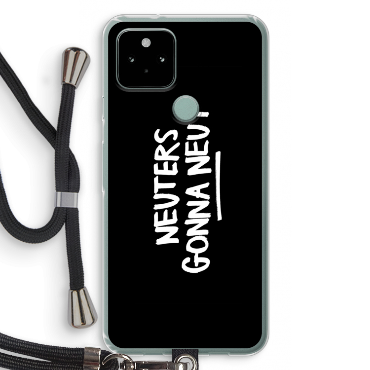 Neuters (zwart): Pixel 5 Transparant Hoesje met koord