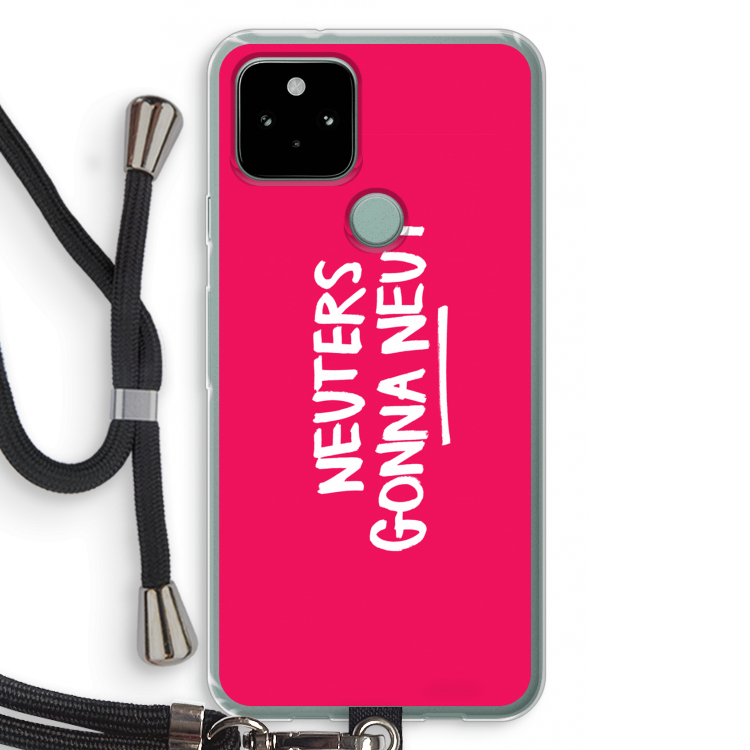 Neuters (roze): Pixel 5 Transparant Hoesje met koord