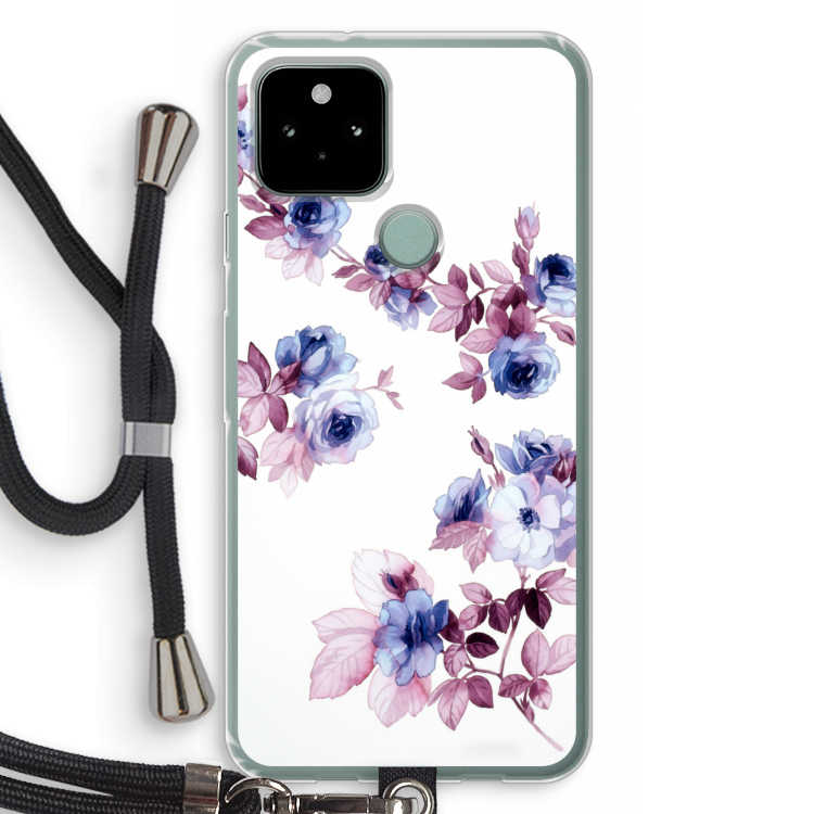 Waterverf bloemen: Pixel 5 Transparant Hoesje met koord