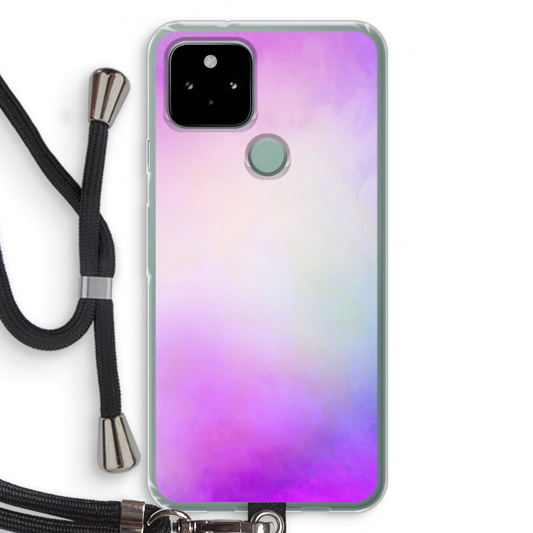 Clouds pastel: Pixel 5 Transparant Hoesje met koord