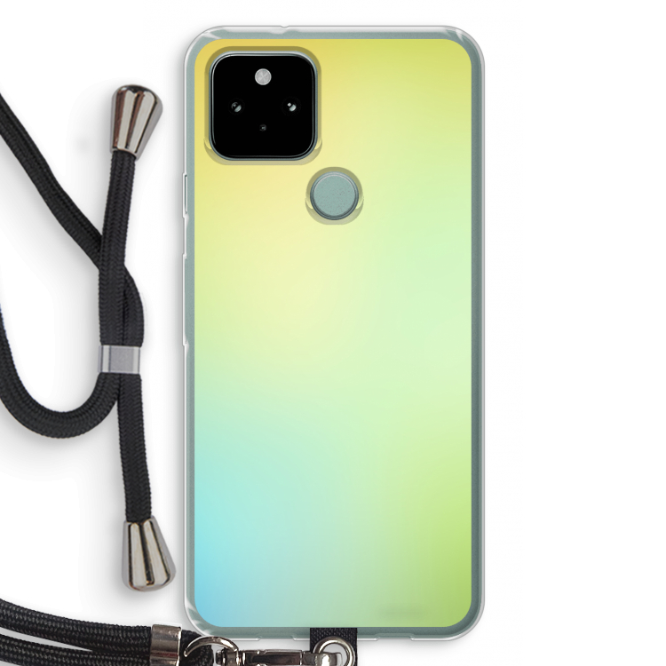 Minty mist pastel: Pixel 5 Transparant Hoesje met koord