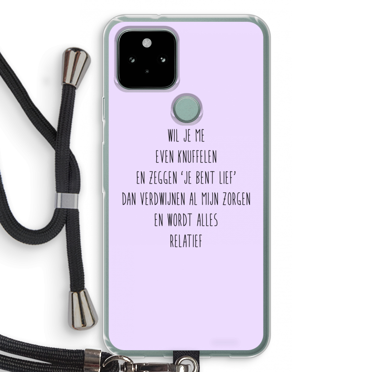 Relatief: Pixel 5 Transparant Hoesje met koord