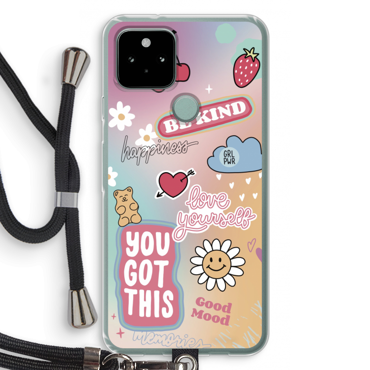 Positivity: Pixel 5 Transparant Hoesje met koord
