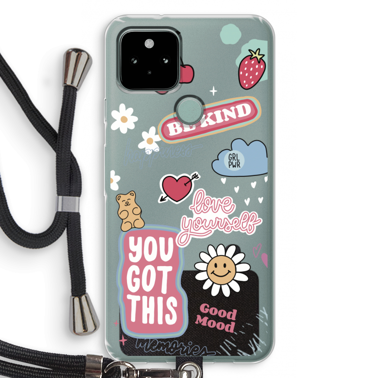 Positivity: Pixel 5 Transparant Hoesje met koord