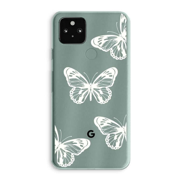 White butterfly: Google Pixel 5a 5G Transparant Hoesje