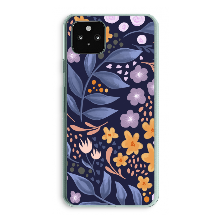 Flowers with blue leaves: Google Pixel 5a 5G Transparant Hoesje