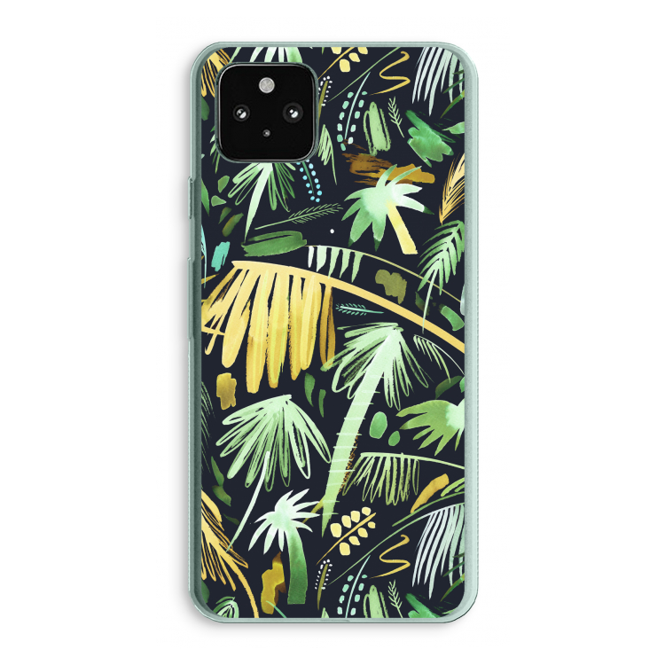 Tropical Palms Dark: Google Pixel 5a 5G Transparant Hoesje