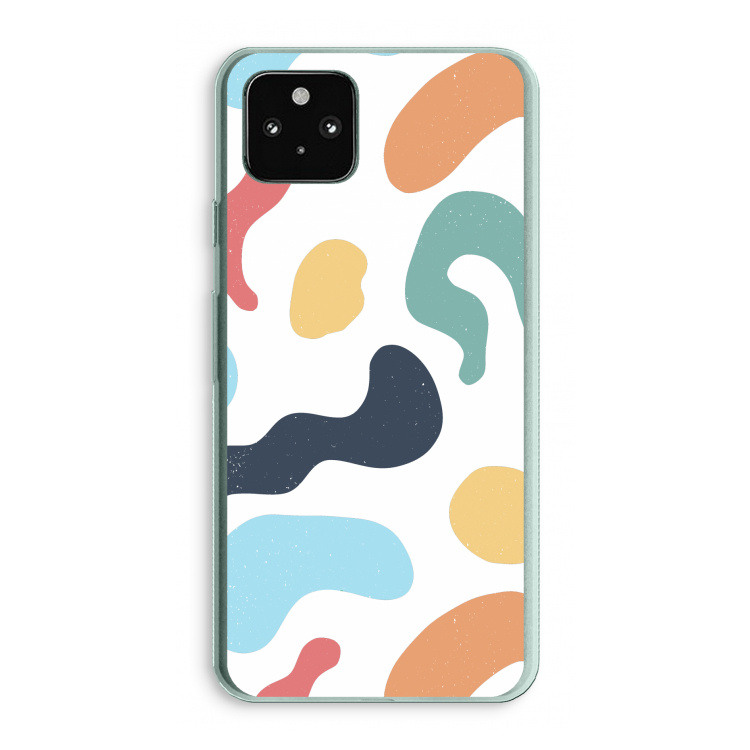 Memphis Shapes Blue: Google Pixel 5a 5G Transparant Hoesje