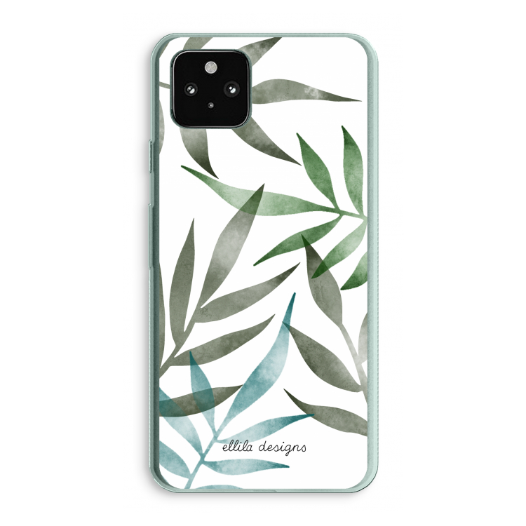 Tropical watercolor leaves: Google Pixel 5a 5G Transparant Hoesje