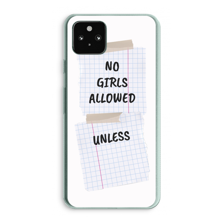No Girls Allowed Unless: Google Pixel 5a 5G Transparant Hoesje