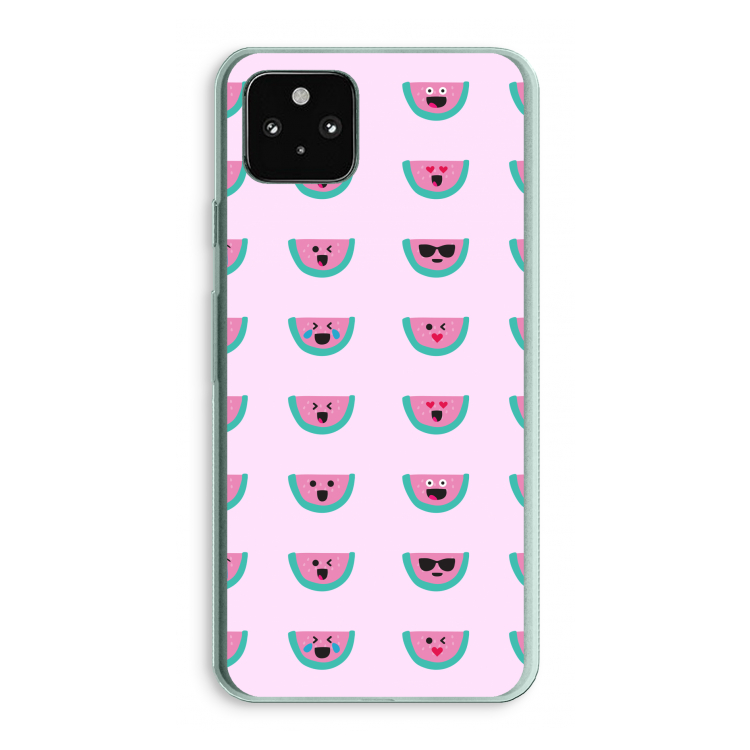 Smiley watermeloenprint: Google Pixel 5a 5G Transparant Hoesje