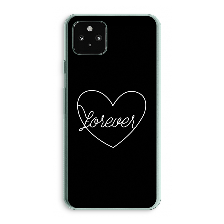 Forever heart black: Google Pixel 5a 5G Transparant Hoesje