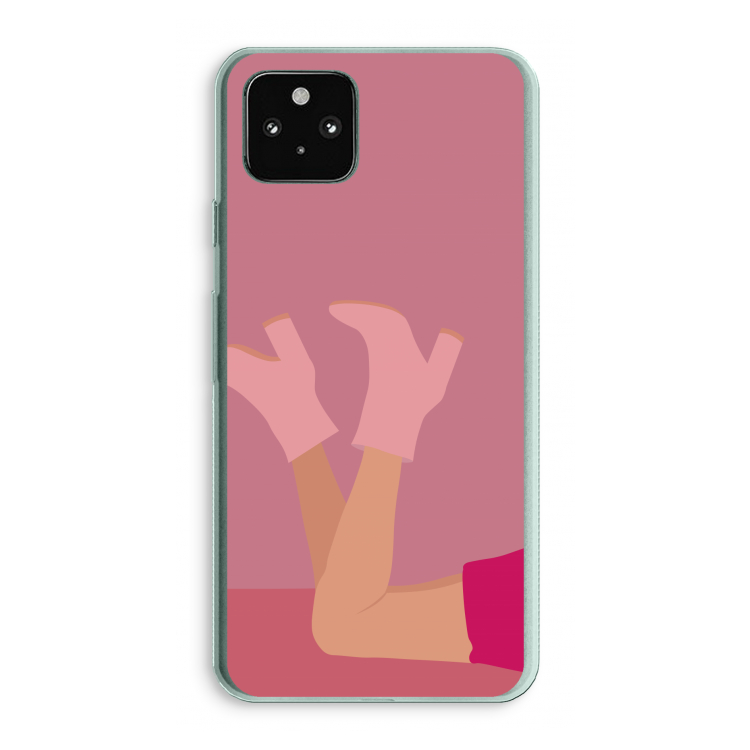 Pink boots: Google Pixel 5a 5G Transparant Hoesje