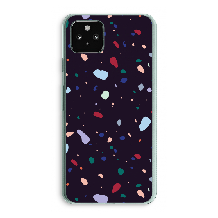 Dark Rounded Terrazzo: Google Pixel 5a 5G Transparant Hoesje