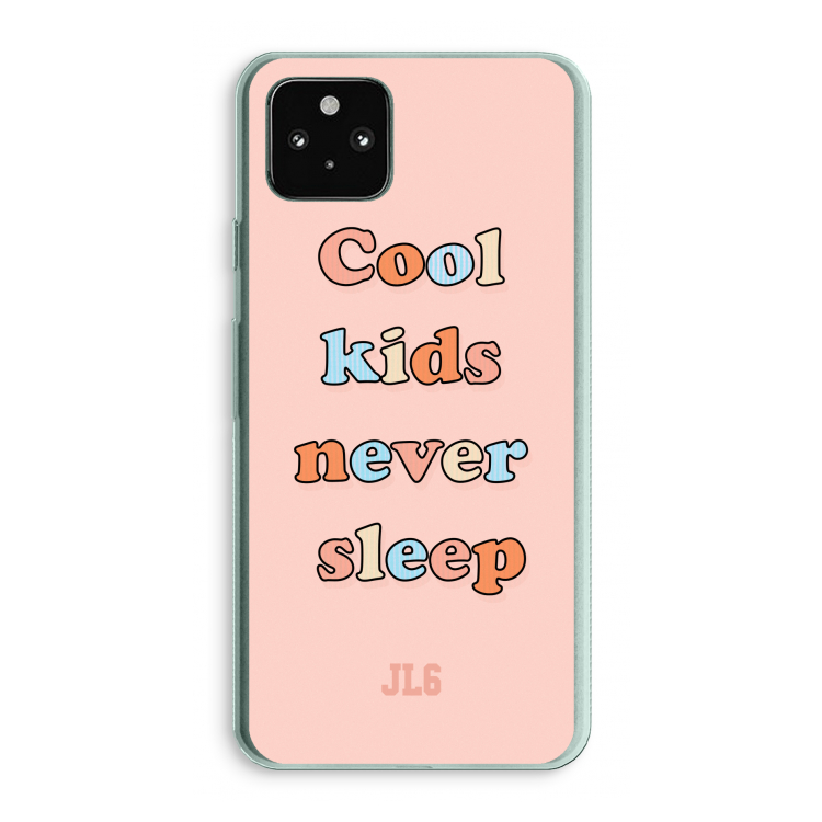 Cool Kids Never Sleep: Google Pixel 5a 5G Transparant Hoesje