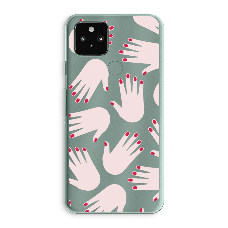 Hands pink: Google Pixel 5a 5G Transparant Hoesje