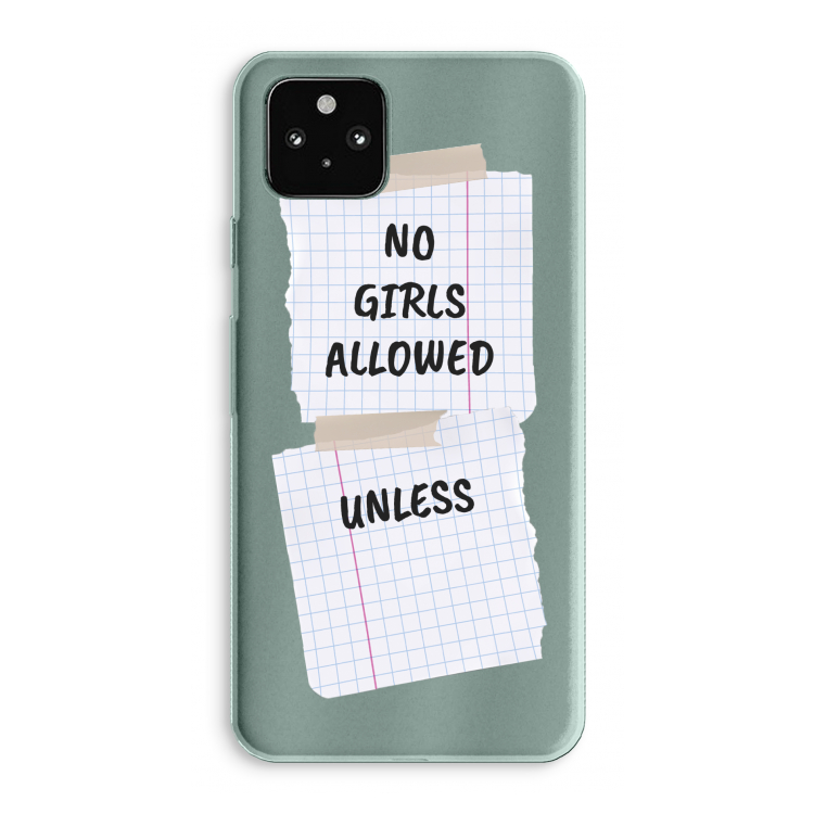 No Girls Allowed Unless: Google Pixel 5a 5G Transparant Hoesje