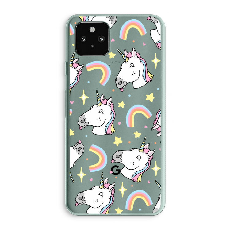 Rainbow Unicorn: Google Pixel 5a 5G Transparant Hoesje