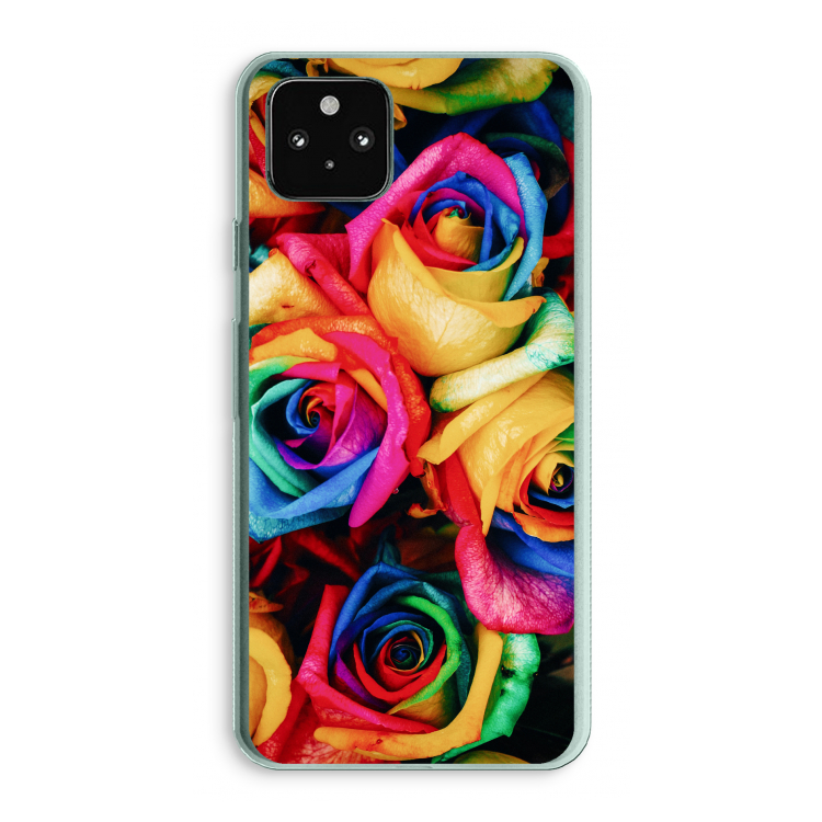 Neon bloemen: Google Pixel 5a 5G Transparant Hoesje