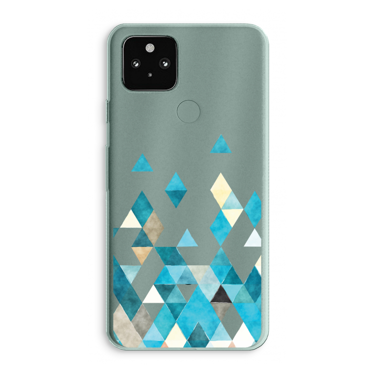 Gekleurde driehoekjes blauw: Google Pixel 5a 5G Transparant Hoesje