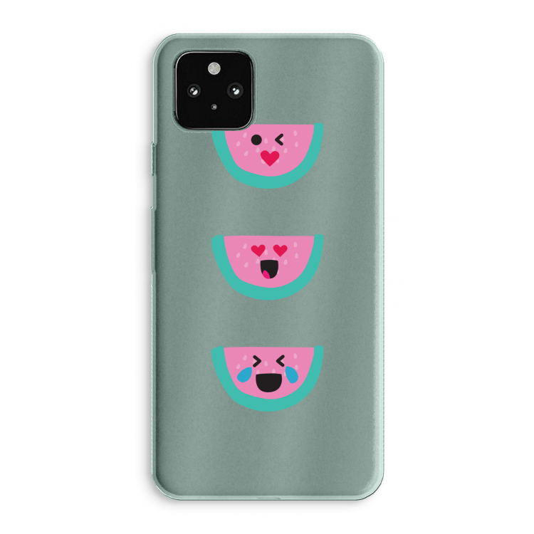 Smiley watermeloen: Google Pixel 5a 5G Transparant Hoesje