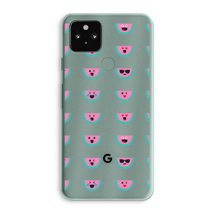 Smiley watermeloenprint: Google Pixel 5a 5G Transparant Hoesje