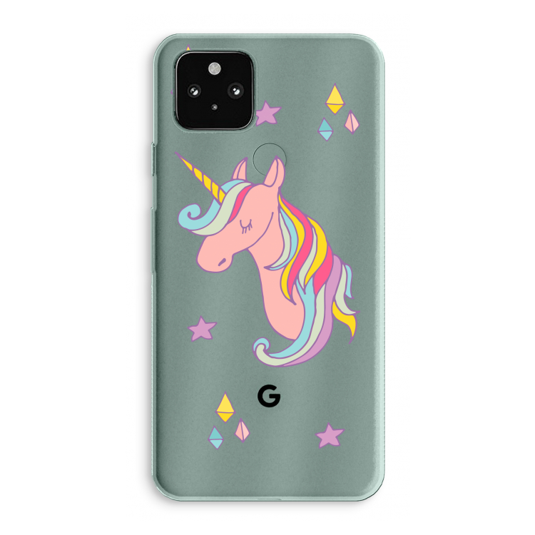 Roze eenhoorn: Google Pixel 5a 5G Transparant Hoesje